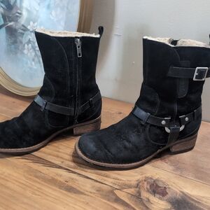 UGG Australia ENDELL Black Waterproof Logo Biker Boots US 7.5